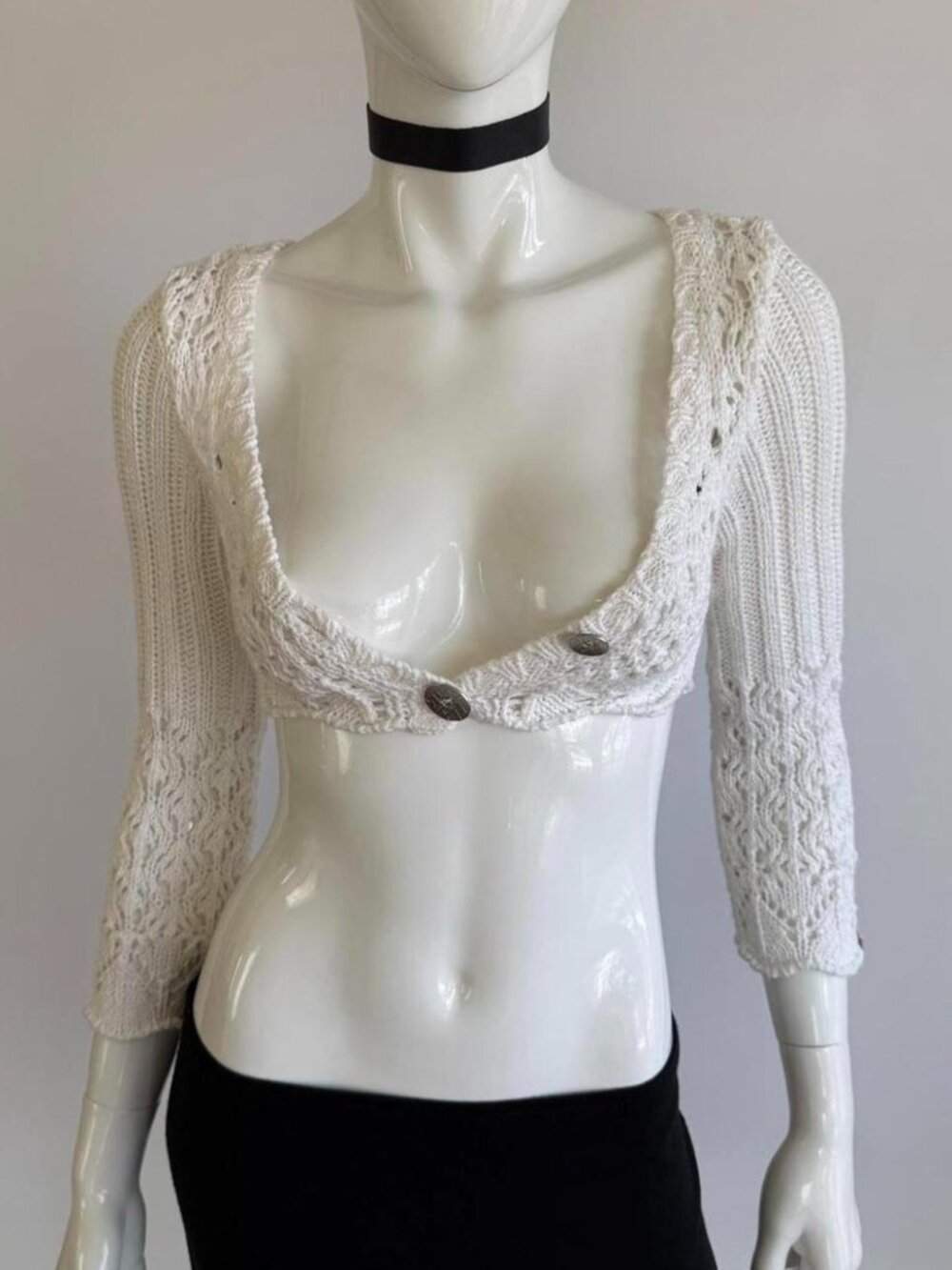 Miss Sixty Archival Euro Vintage White Crochet Bolero Top